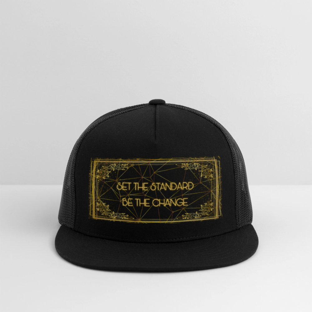 Gold Motto Mesh Snapback - black/black