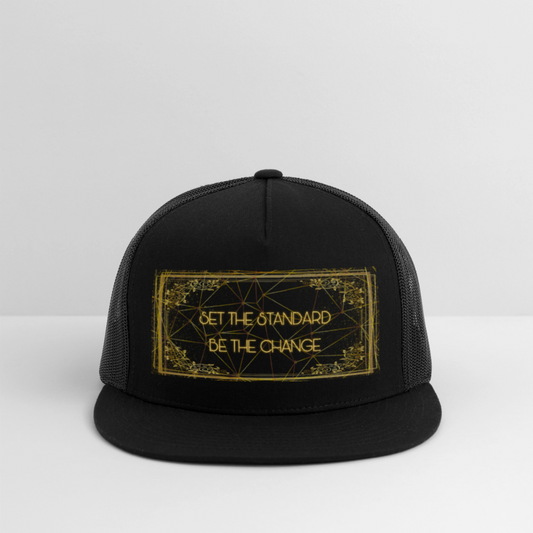 Gold Motto Mesh Snapback - black/black